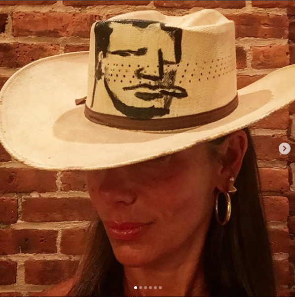 Robert Loughlin The Brute art on a found object cowboy hat from the New York City flea market from 2003