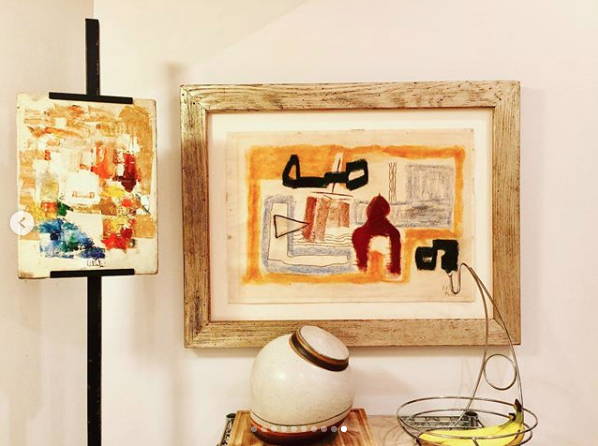 Two abstract expressionist painting, one a mid 20th Century oil on canvas and the other is a mid twentieth century pastel on paper